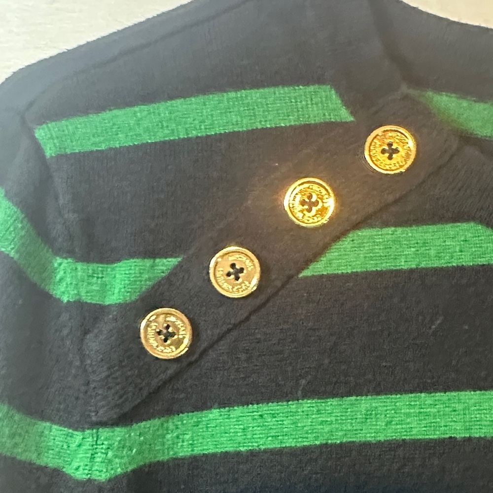 Michael Kors Green and Black Striped Tunic Sweater Dress - Picture 3 of 3